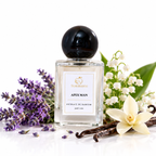 Scentience Apex Man Extrait de Parfum 50ml bottle with lavender, lily of the valley and vanilla on white