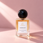 Scentience Marshmallow Extrait de Parfum 50ml bottle against a soft dusty pink background