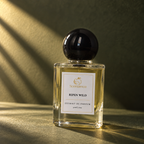 Scentience Ripen Wild Extrait de Parfum 50ml bottle in olive green studio light