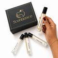 Scentience Discovery Set for her: black gift box with roll-on vials including Pure Temptation, Roselle, Precious and Lush Vanilla